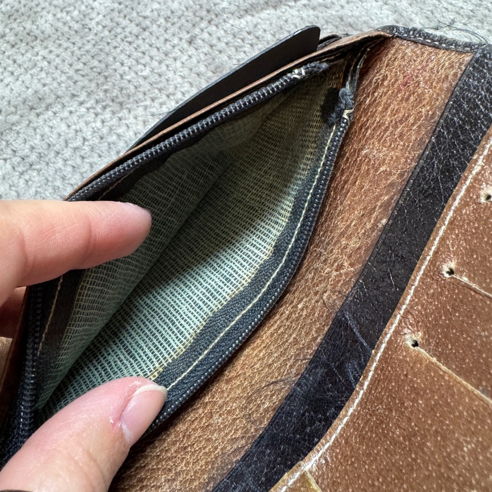 Vintage Gucci Accessory Collection Leather Long Wallet Brown Black Bifold - Picture 8 of 15